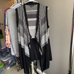 Black/White Sweater Drape Vest